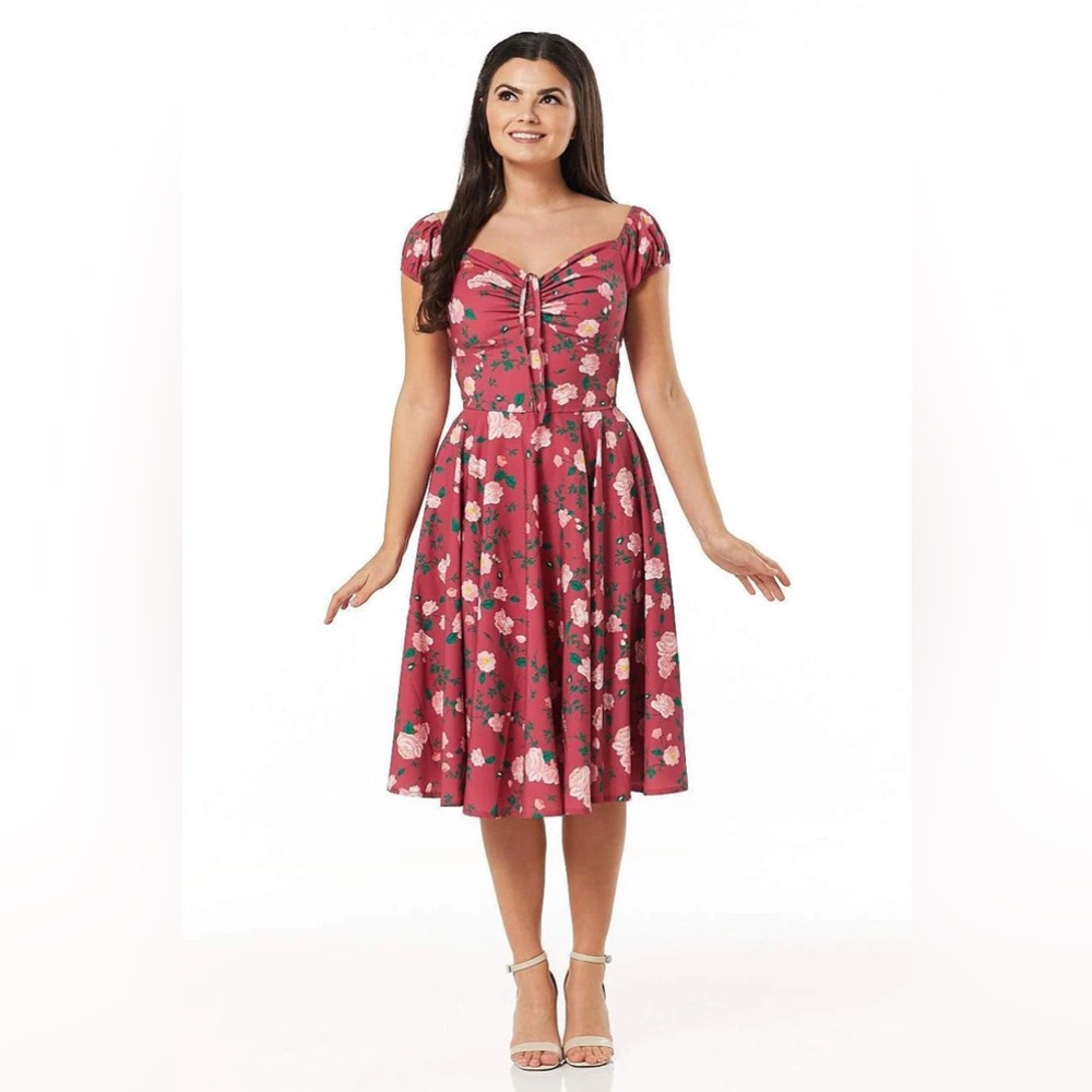 NWT ModCloth Timeless London Rose Off-Shoulder Fit & Flare Dress